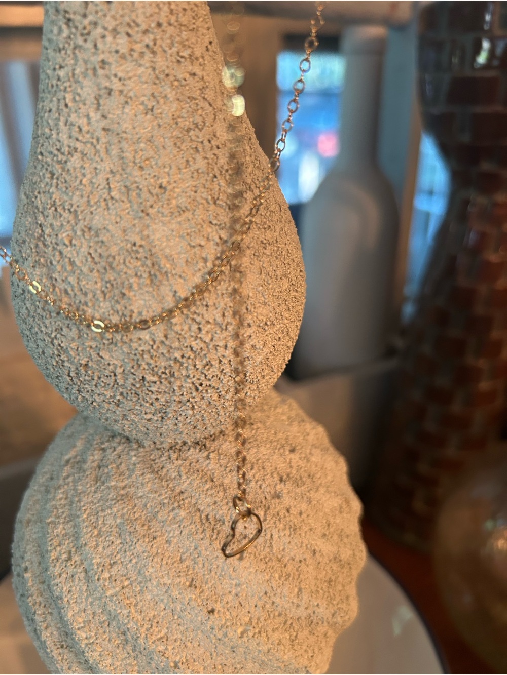 Zoetik Gold Minimalist Bar Drop and Heart drop Necklace